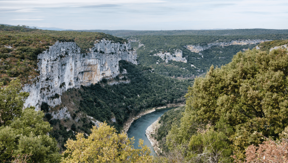 Photographie aérienne des Gorges de l'Ardèche